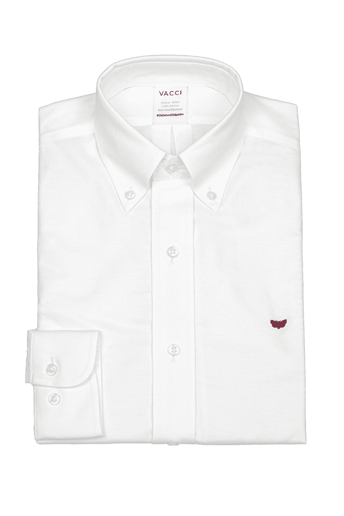 חולצה-לבנה-עם-כפתורים-בצווארון-גזרה-צרה-סמל-בורדו-3_optimized