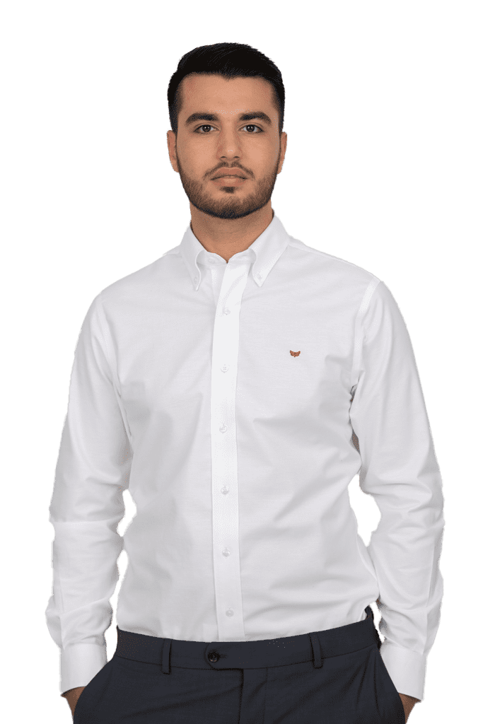 חולצה-לבנה-עם-כפתורים-בצווארון-גזרה-צרה-סמל-בורדו_optimized